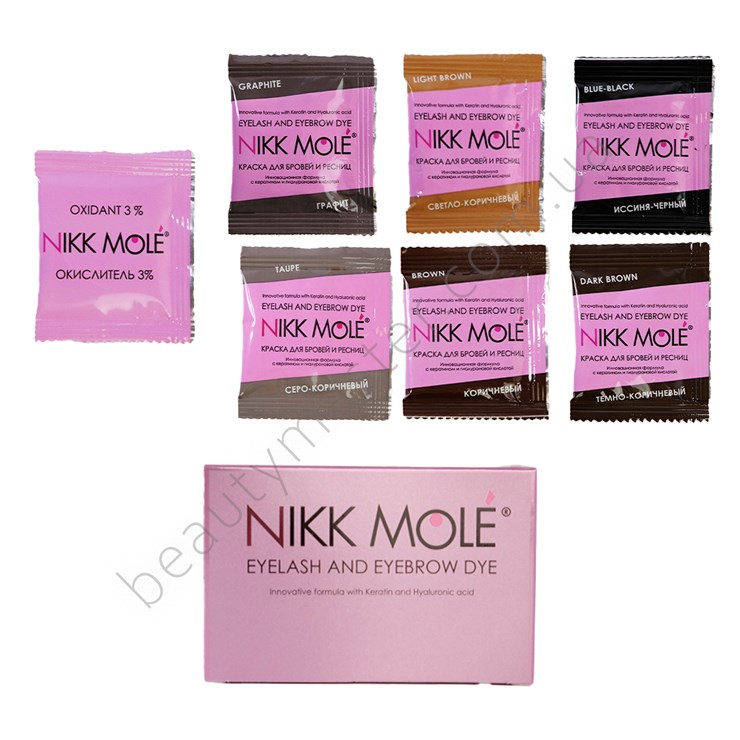 Nikk Mole Набір «‎Мікс 6 відтінків»‎ фарби для брів та вій у саше