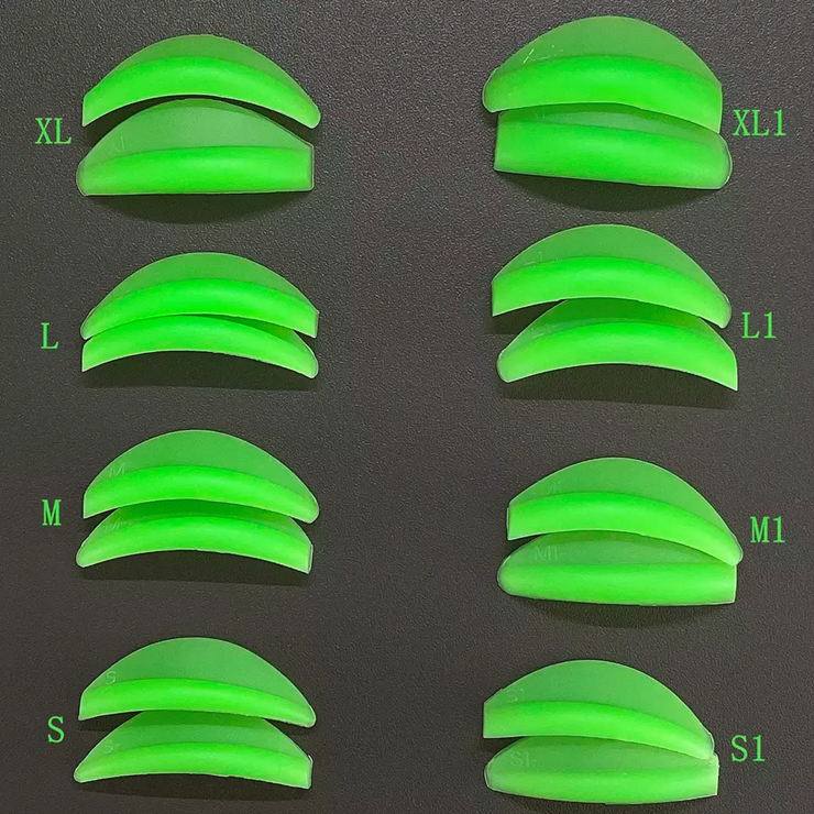Zielone rolki 8 par (zaokrąglone i podnoszone)