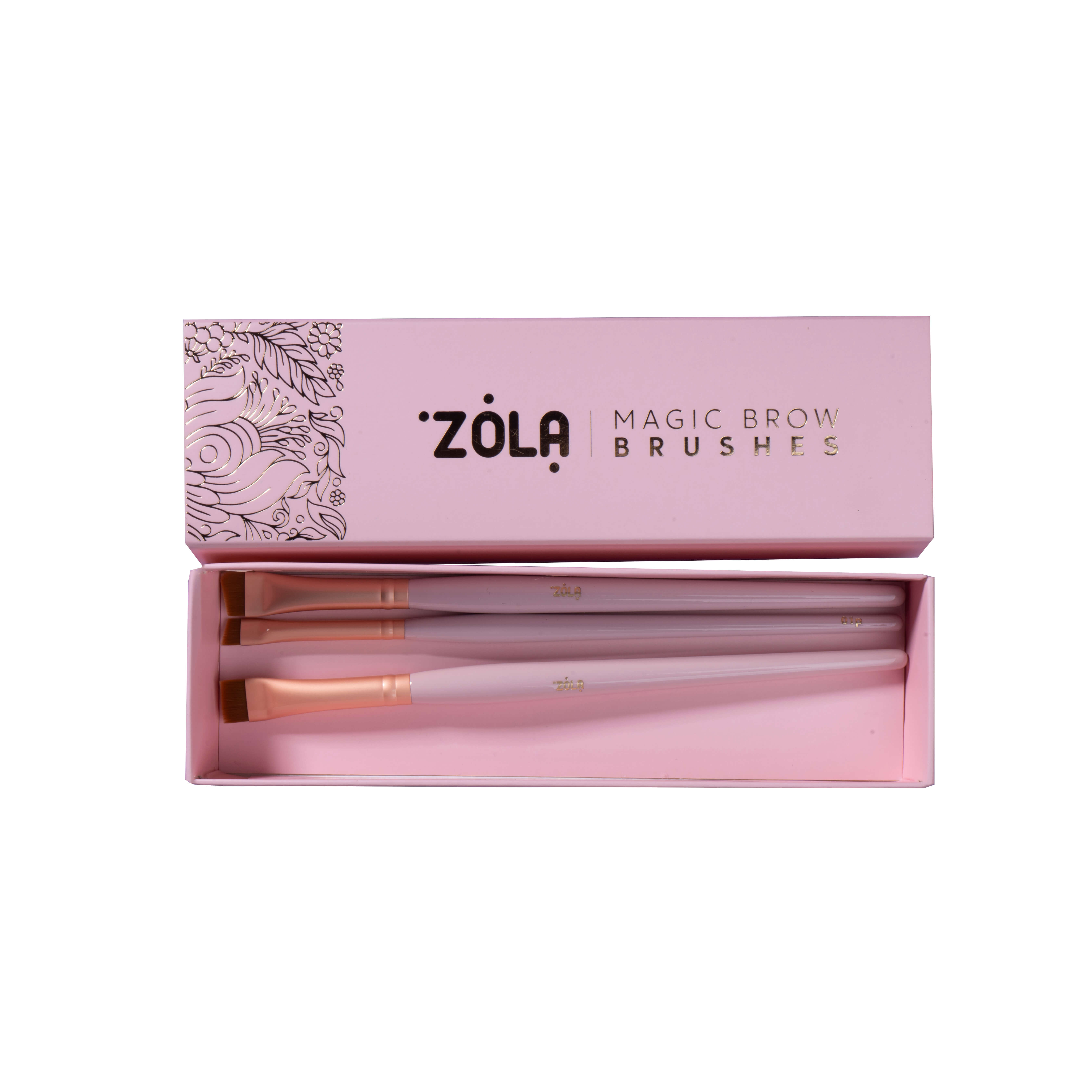 ZOLA Набор кистей для бровей MAGIC BROW BRUSHES светло-розовый