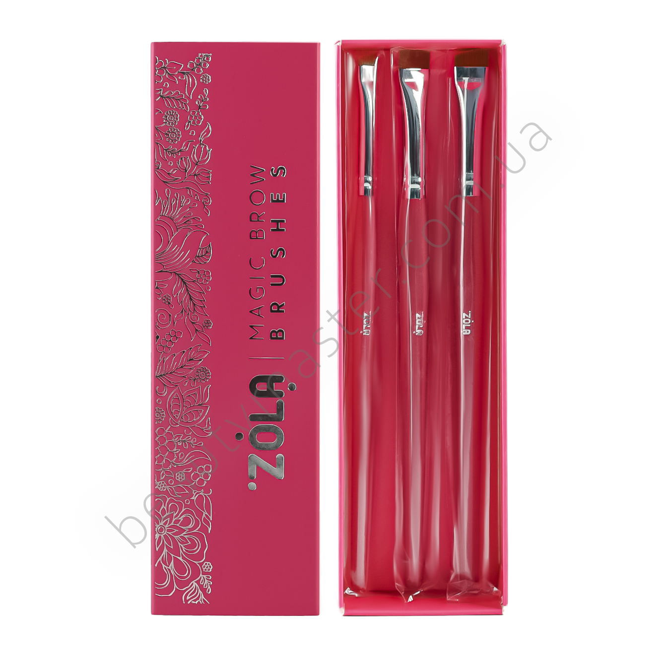 ZOLA Набір пензлів для брів MAGIC BROW BRUSHES малиновий