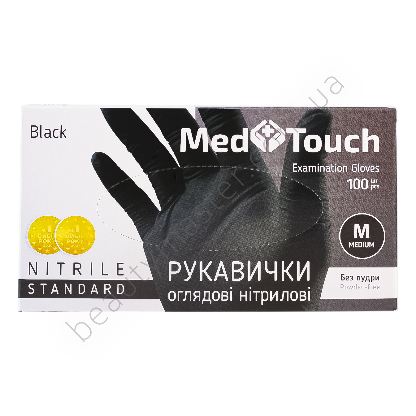 MedTouch Перчатки нитриловые, черные, р. M, пачка 100 шт