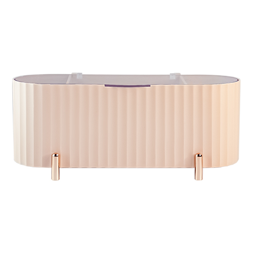 Cosmetics organizer with lid rose gold