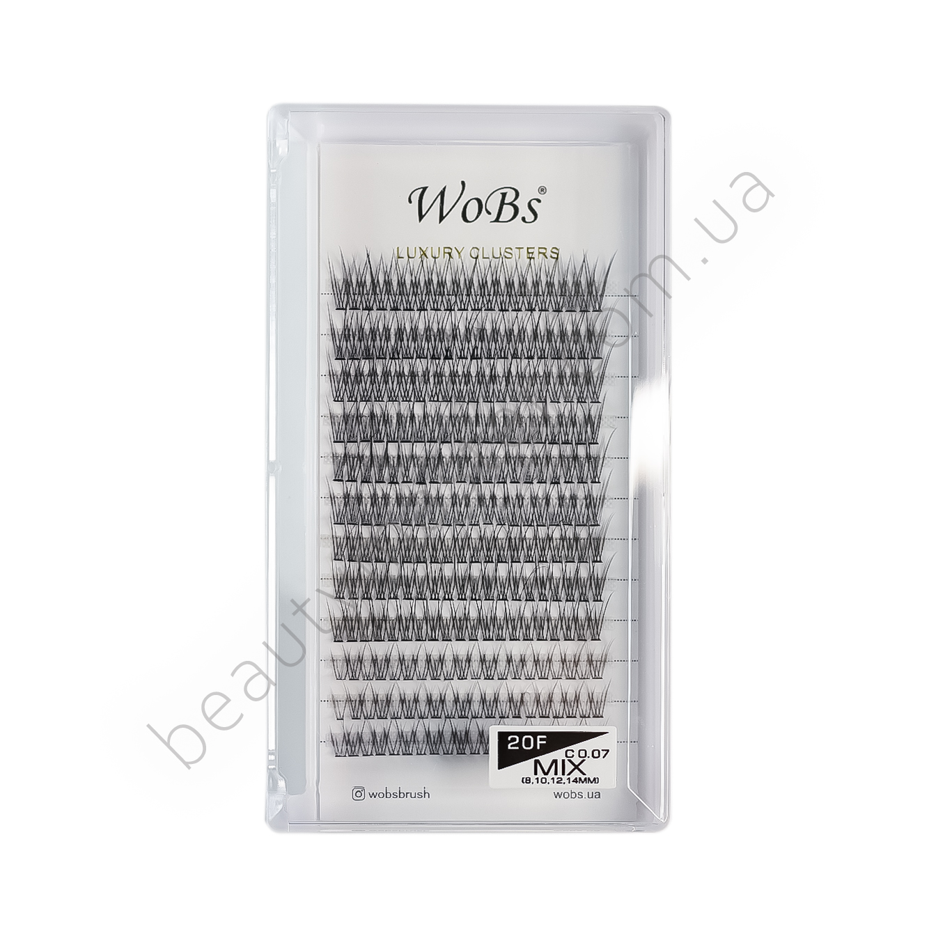 Eyelash bundles FISH TAIL 20F bend C 0.07 MIX (12 ribbons, 8,10,12,14 mm)