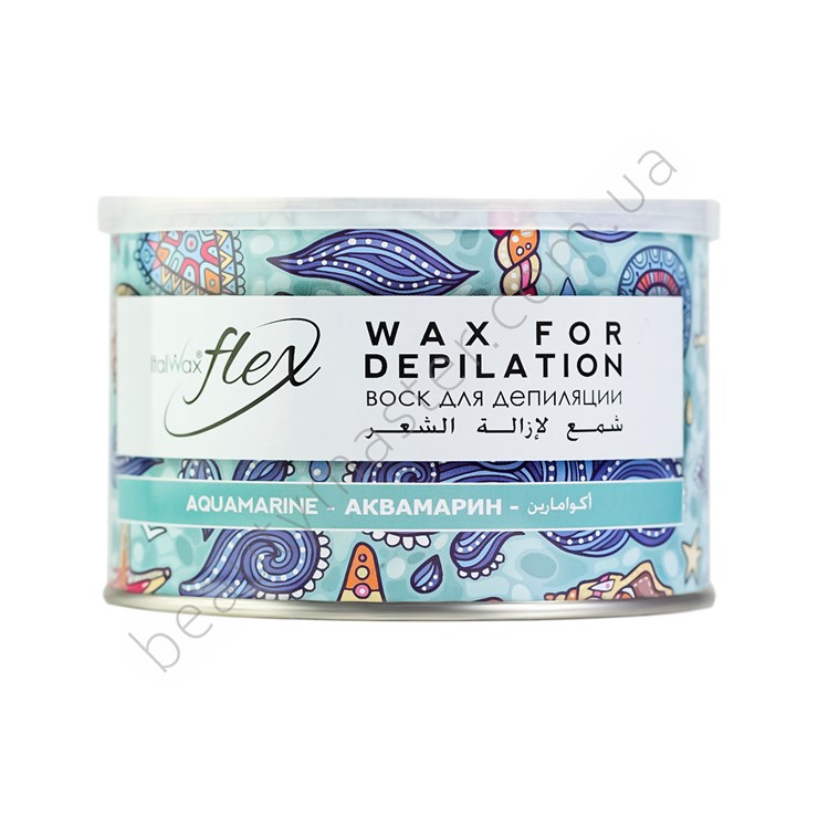 ItalWax Aquamarine Flex warm wax for depilation in a jar, 400 ml