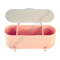 Cosmetics organizer with lid rose gold