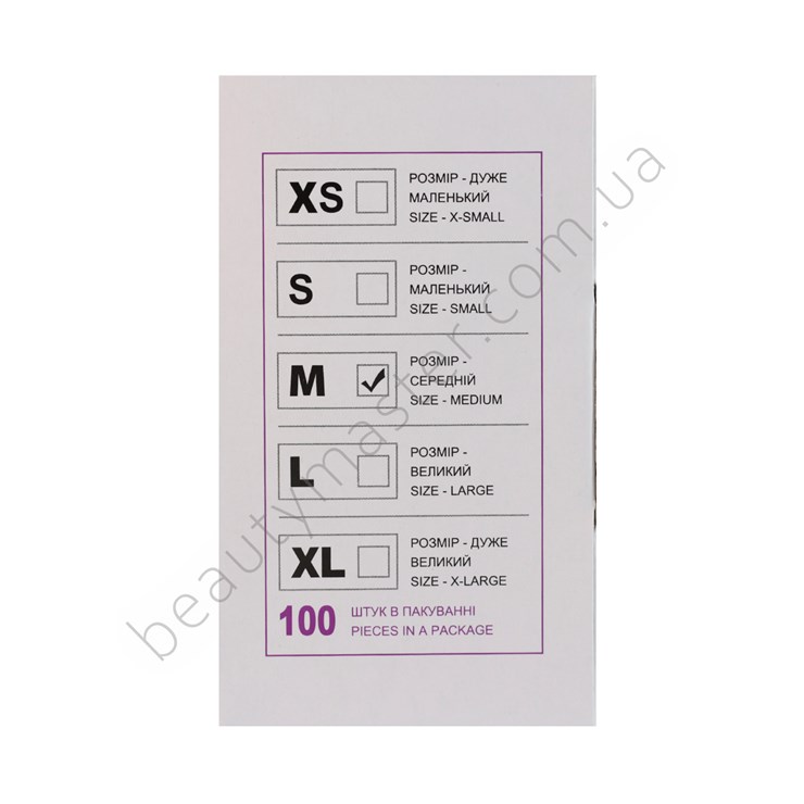 SEF Перчатки виниловые, прозрачные, размер M, пачка 100 шт