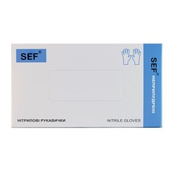 SEF Рукавички нітрилові (3,4г), сині, розмір S, пачка 100 шт