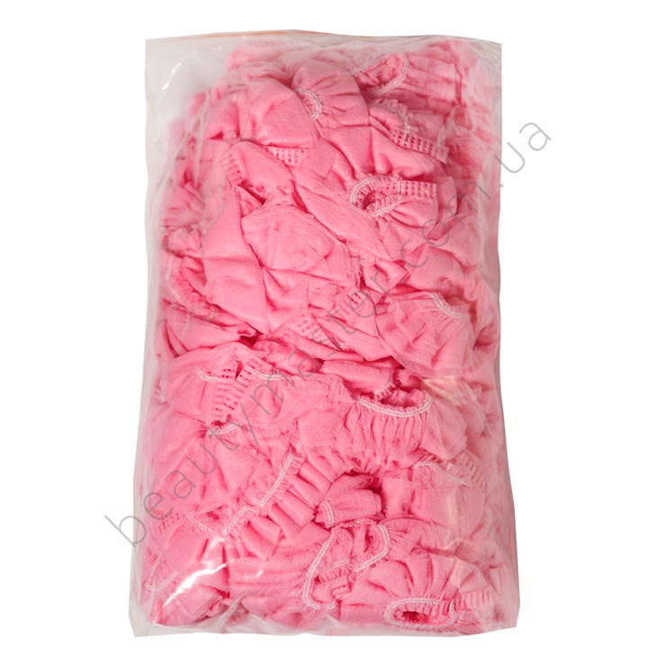 Шапочка зі спанбонду на подвійній резинці рожева 100 шт