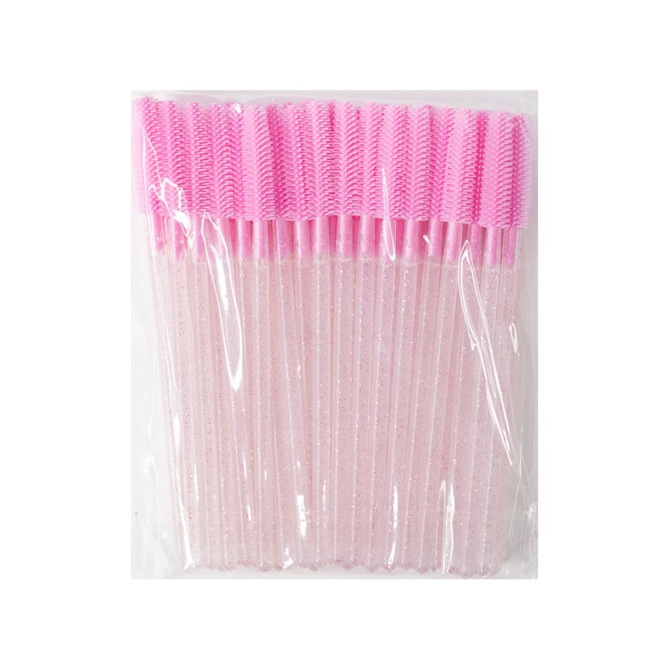 Щеточки силиконовые розовые с розовыми блестками, уп. 50 шт