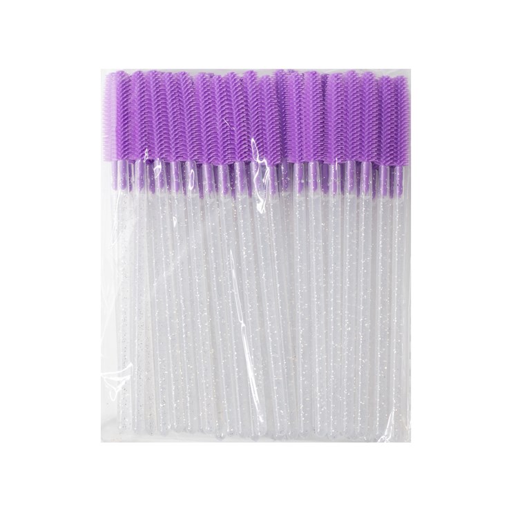 Щеточки силиконовые фиолетовые с серебряными блестками, уп. 50 шт