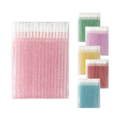Applicators (macrobrushes) for eyelashes, light pink with sparkles, 50 pcs.