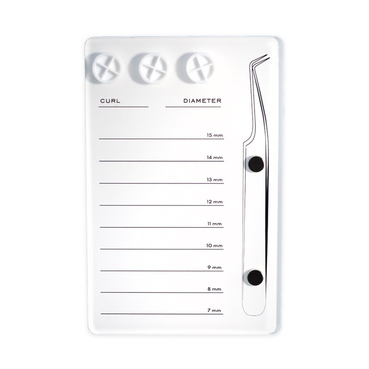 Eyelash extension tablet (7-15 mm) with tweezer magnet, white