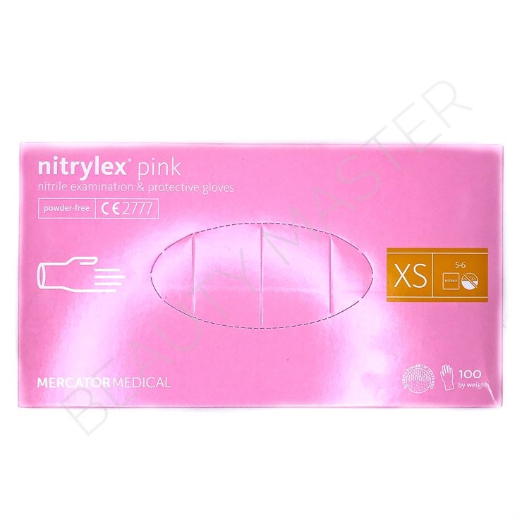 Nitrylex Перчатки PINK нитриловые, розовые, р.XS, пачка 100шт
