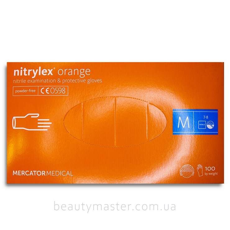 Nitrylex Перчатки Orange нитриловые, оранжевые, р.M, пачка 100шт