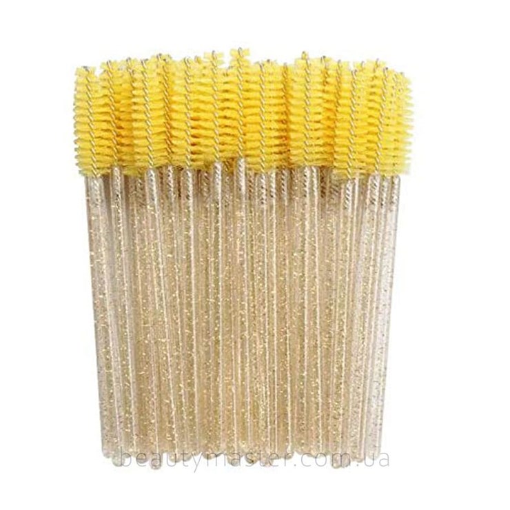 Yellow nylon brushes with glitter, 1 pc. 50 pcs