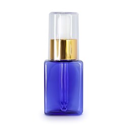 Square vial with pipette 35 ml blue